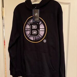 Boston Bruins Black Fanatics Static Logo Pullover Hoodie Size Large